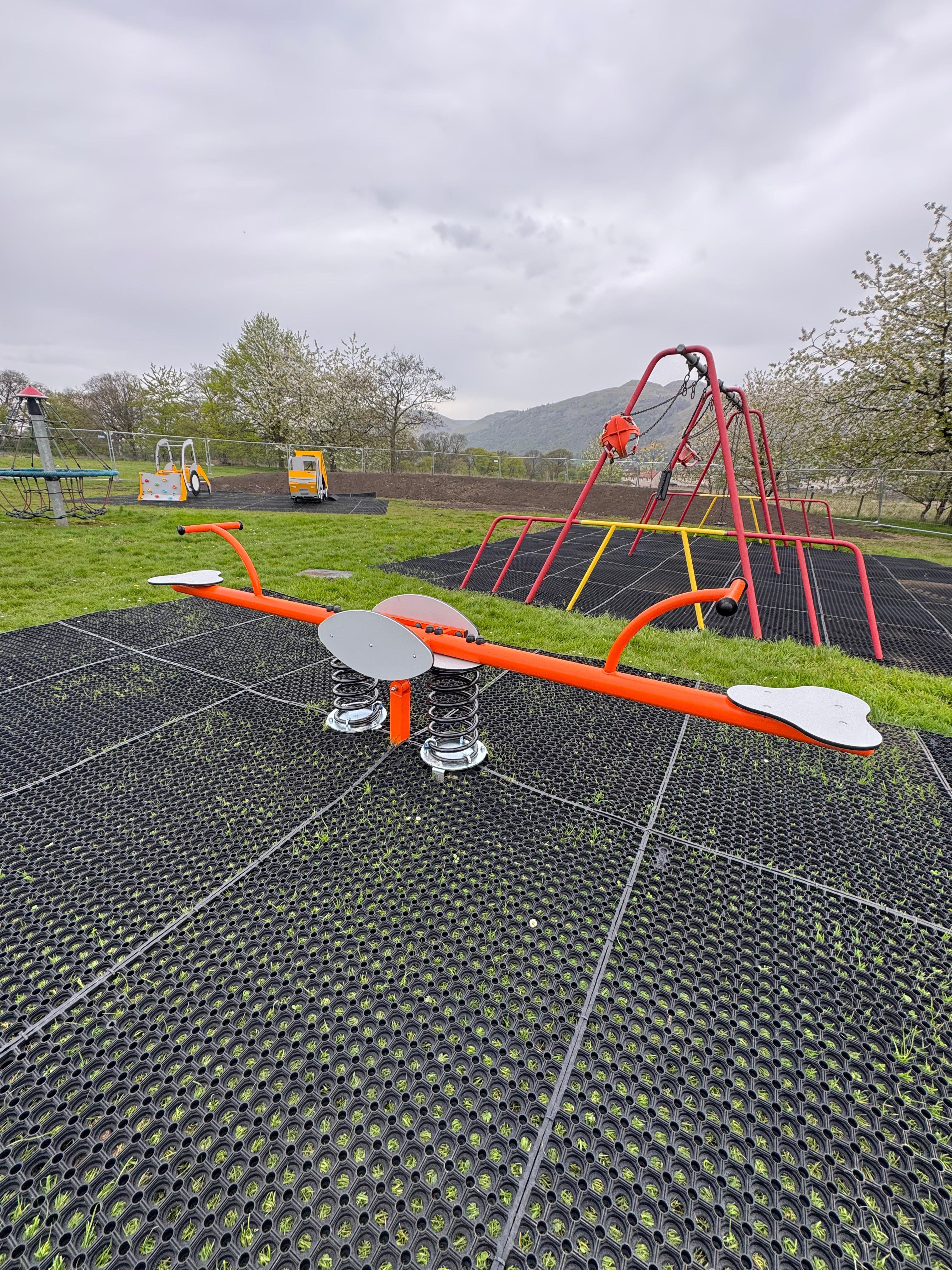 Community greenspace with new play structure